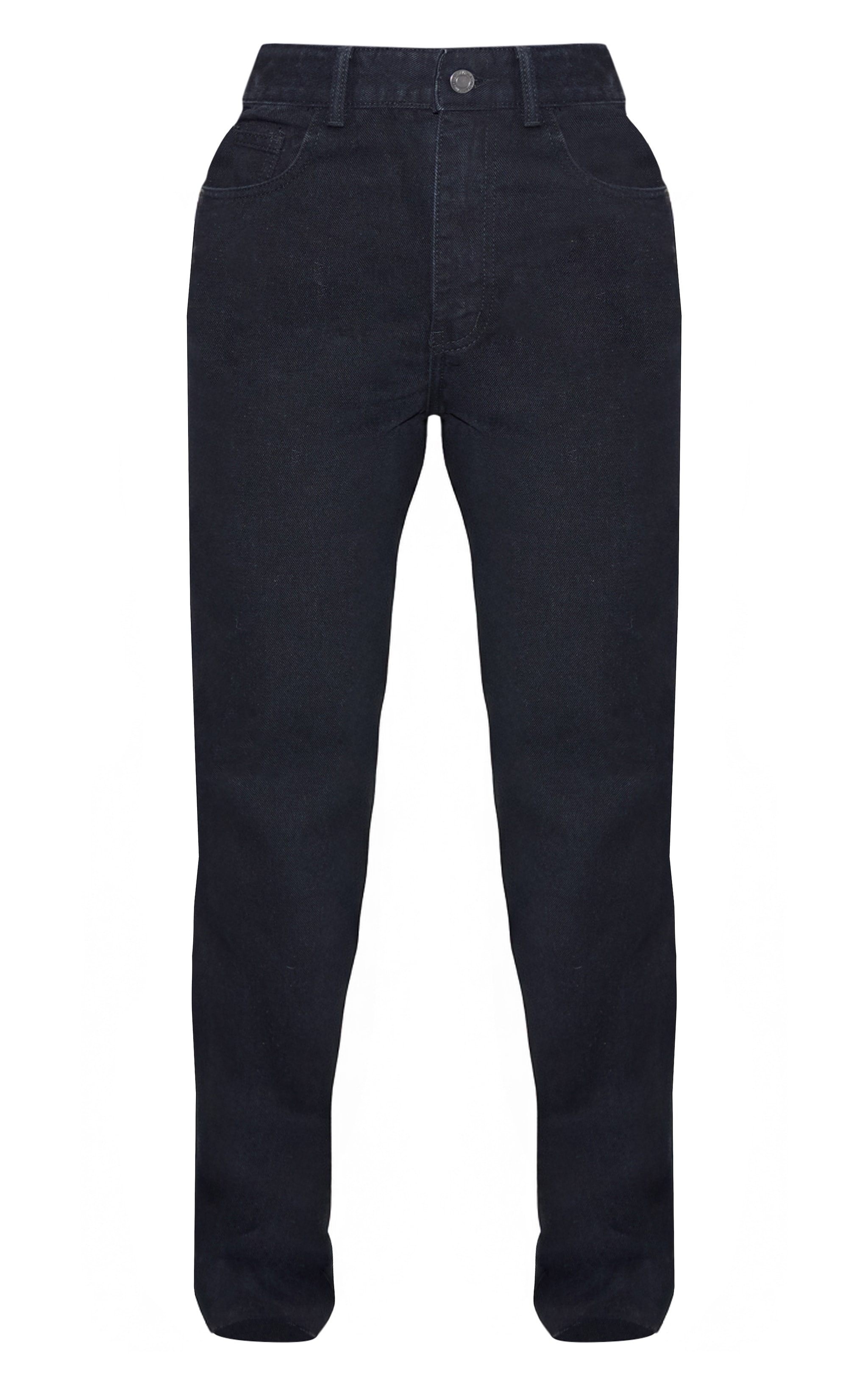 PRETTYLITTLETHING Petite Black Long Leg Straight Jeans image 5