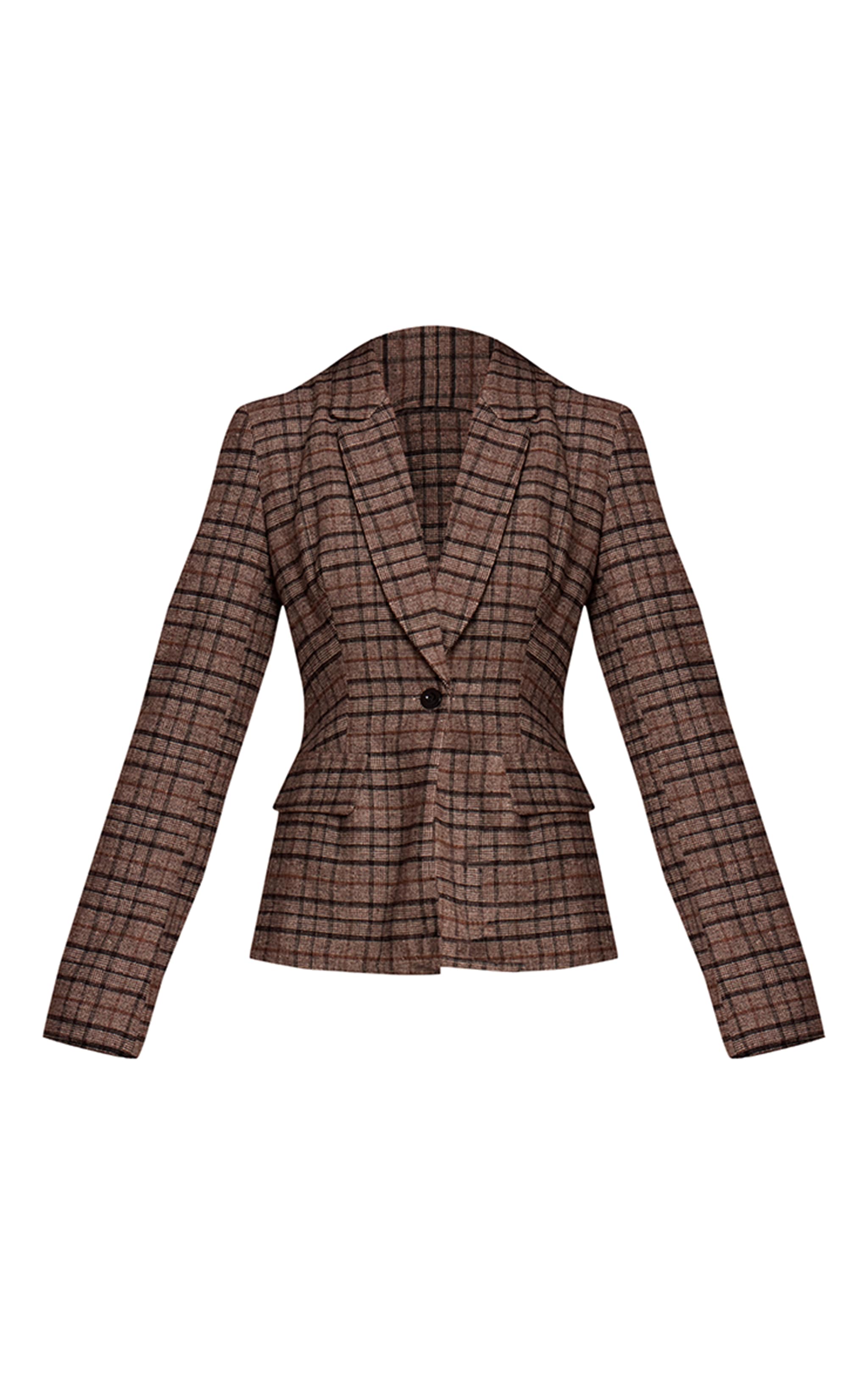 Brown Check Print Longline Blazer image 5