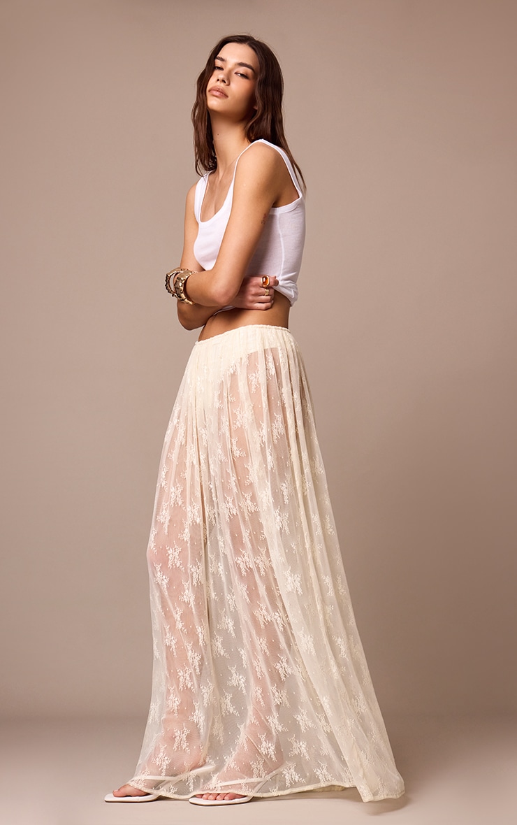 Almond Sheer Lace Maxi Skirt image 1