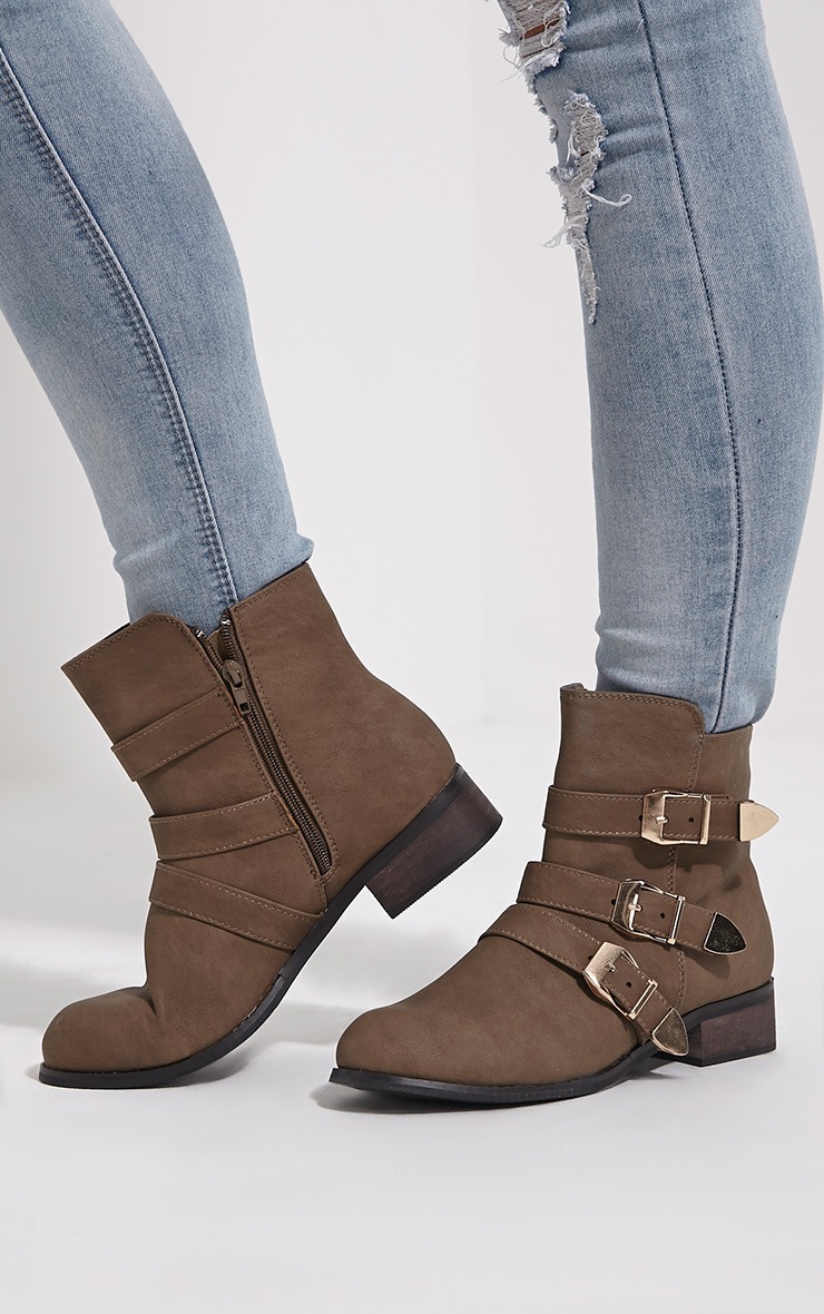 three buckle ankle boots