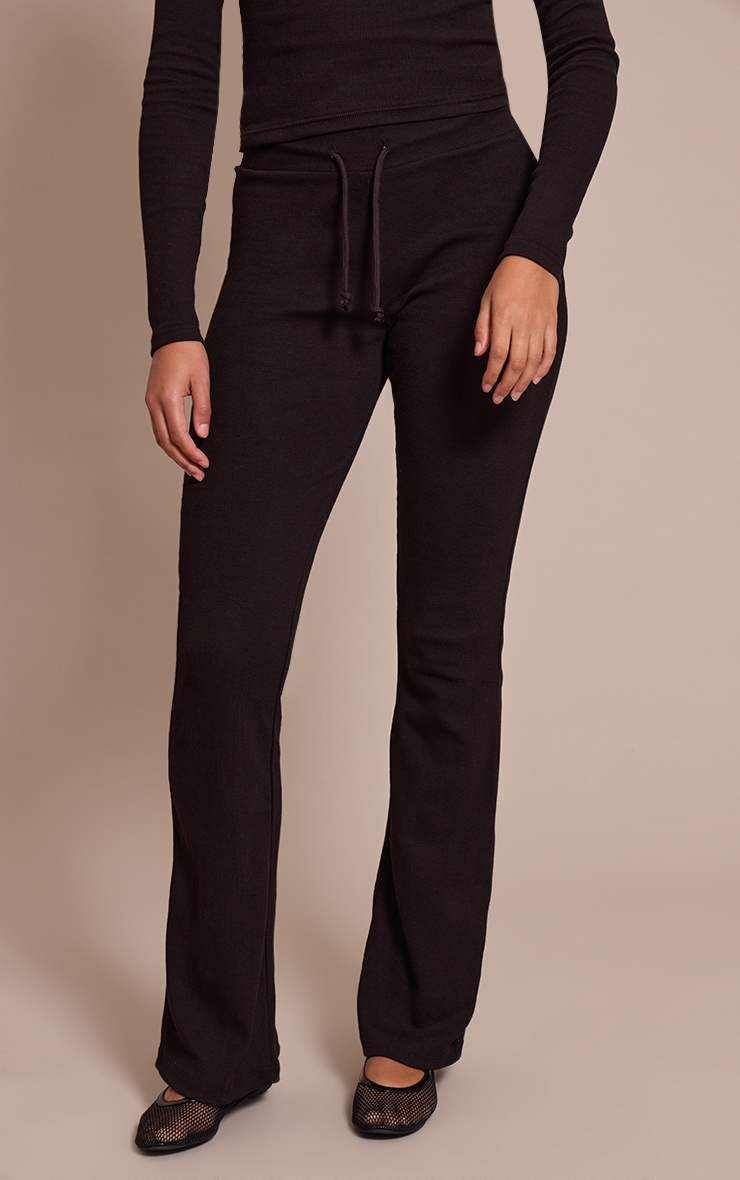 Tall Pantalon flare côtelé noir à cordons ajustables image 2