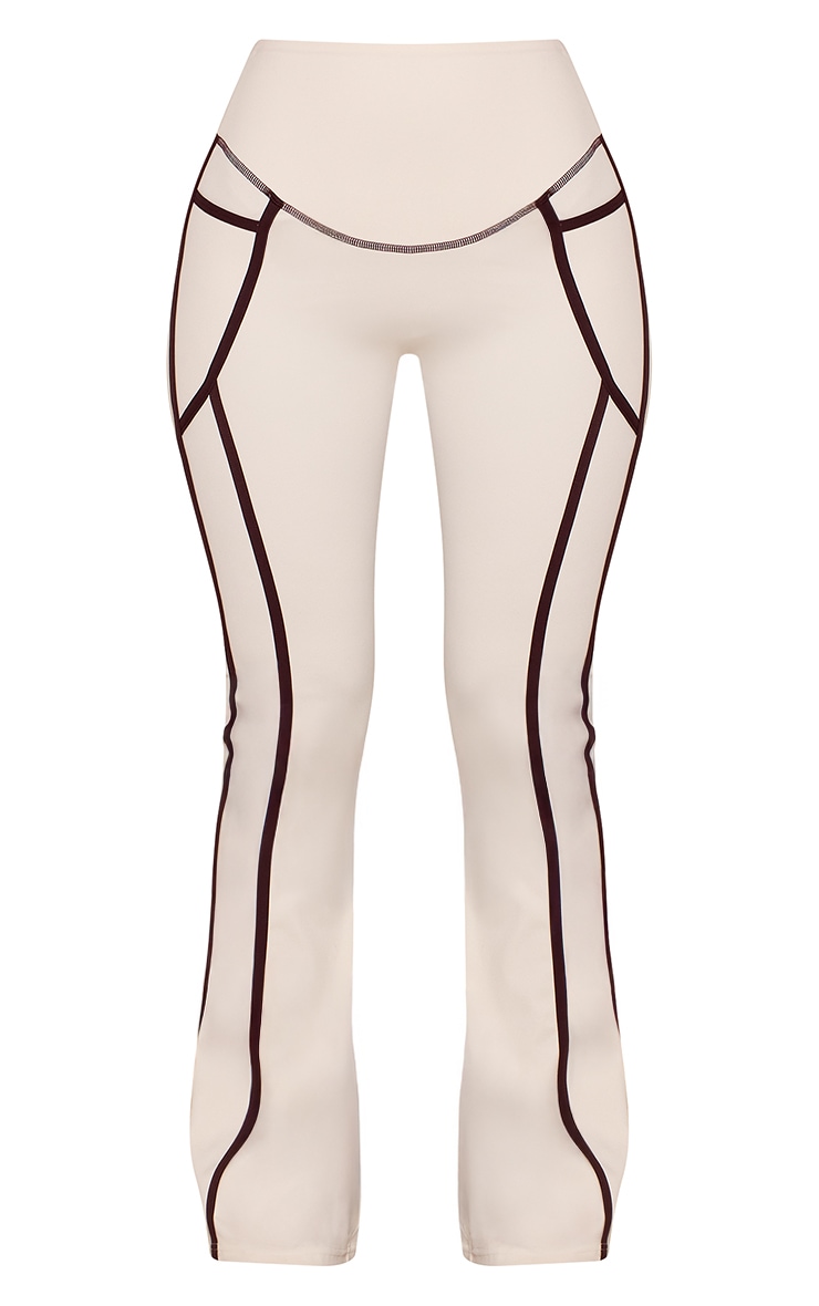 PLT Oatmeal Sculpt Contrast Piping Pocket Detail Yoga Flares image 5
