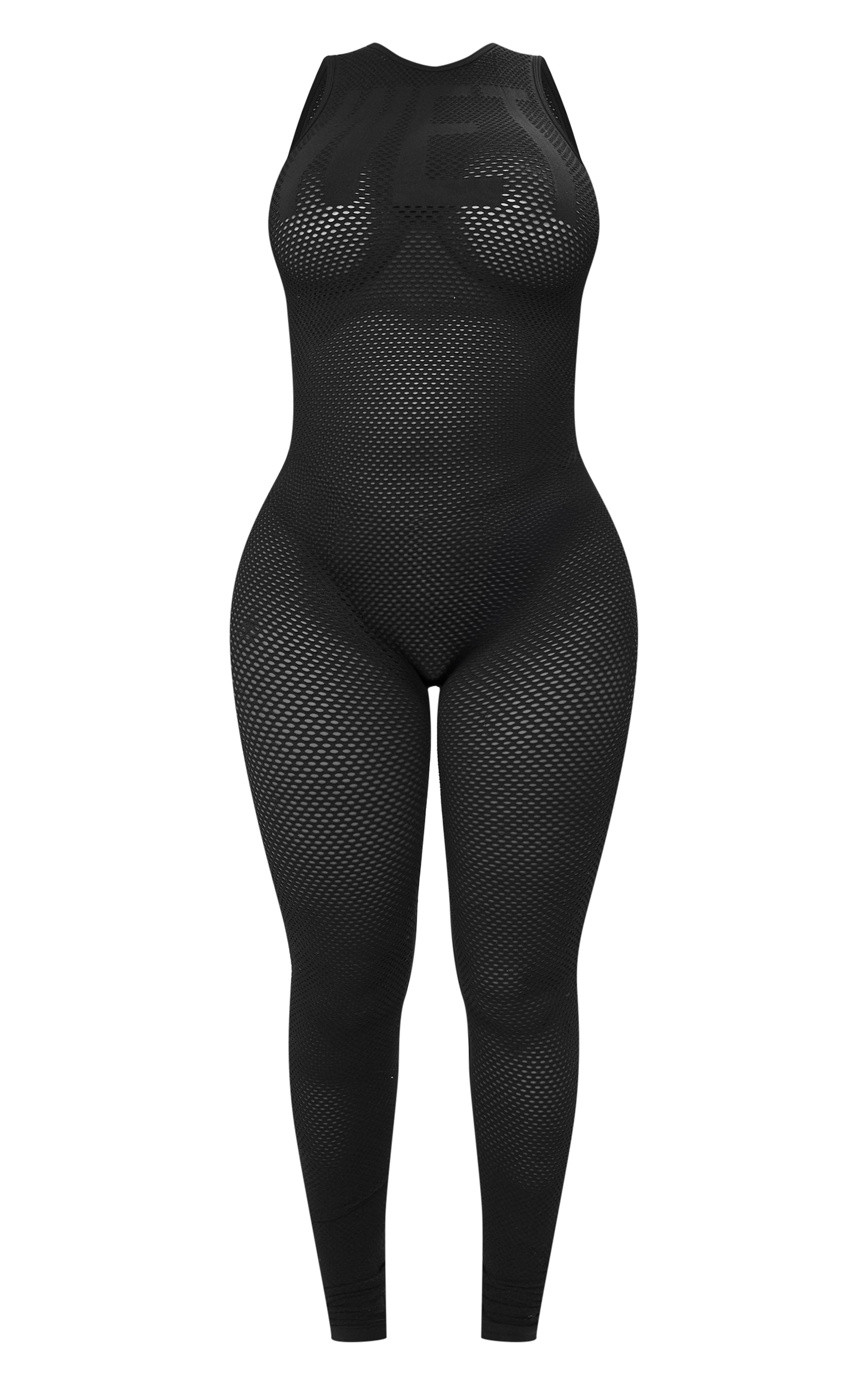 Shape Black Textured Seamless Wet Sleeveless Jumpsuit image 5