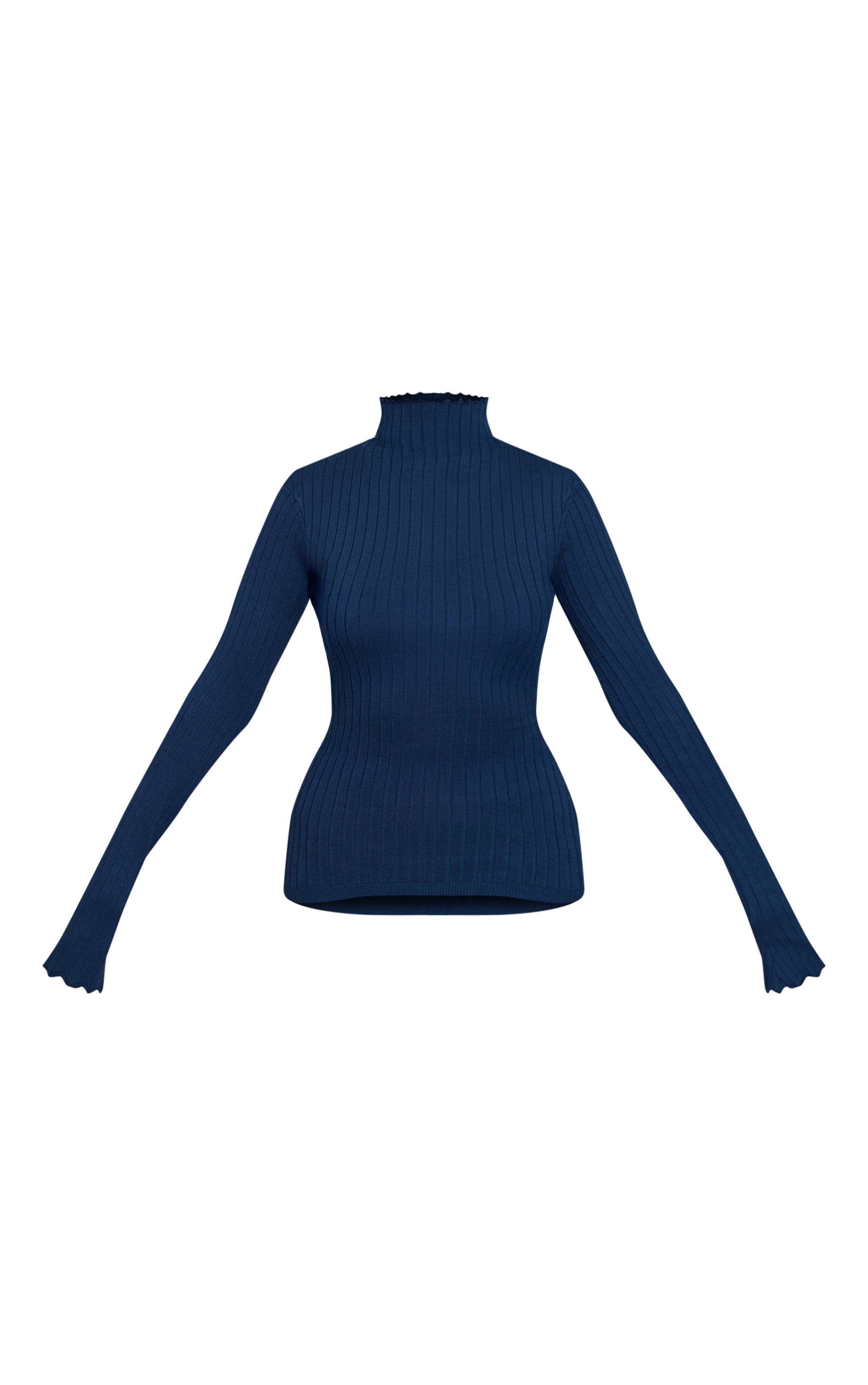 Cobalt Blue Ribbed Knit Thumb Hole Detail Top  image 5