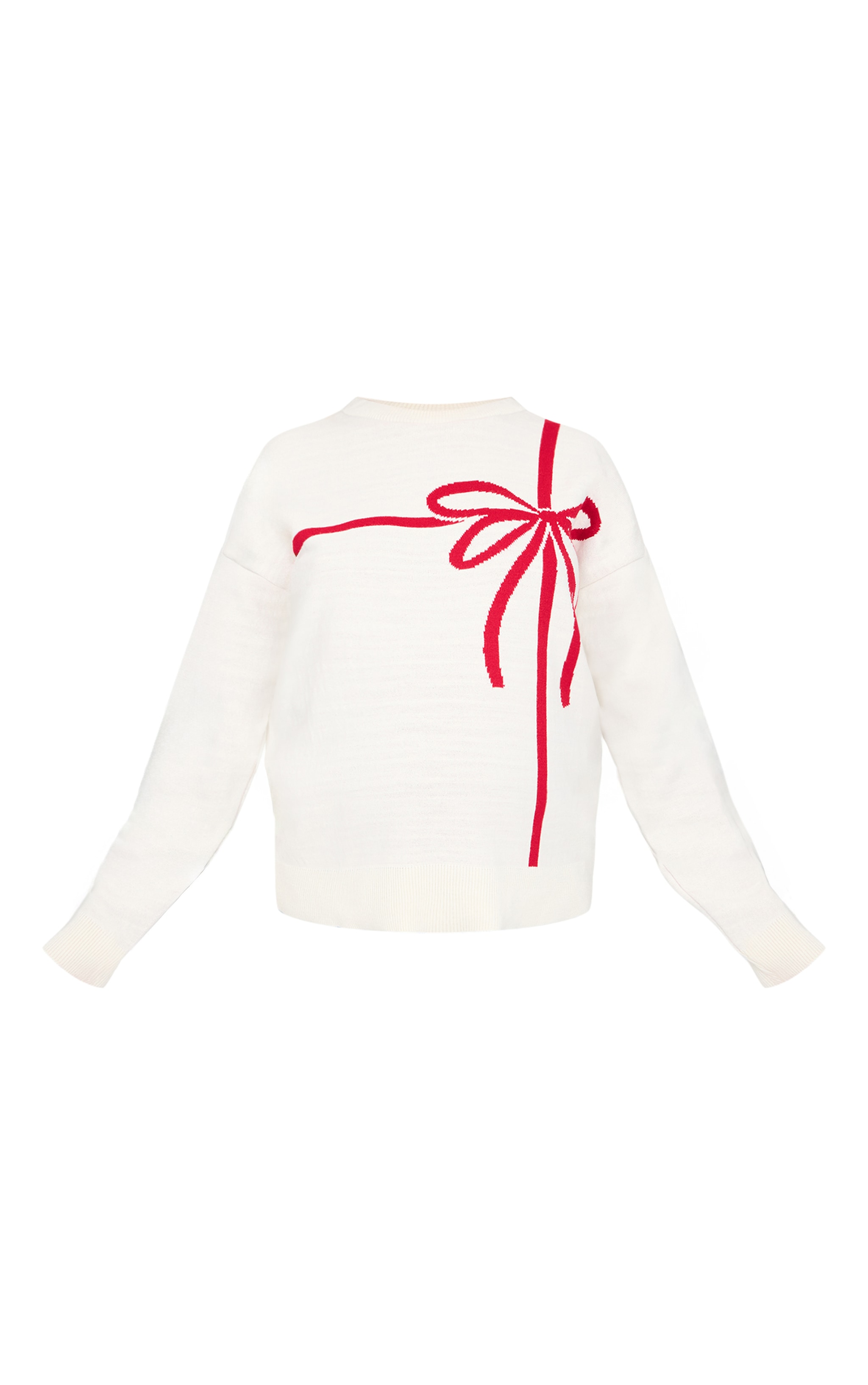 Maternity Cream Bow Detail Oversized Christmas Jumper image 5