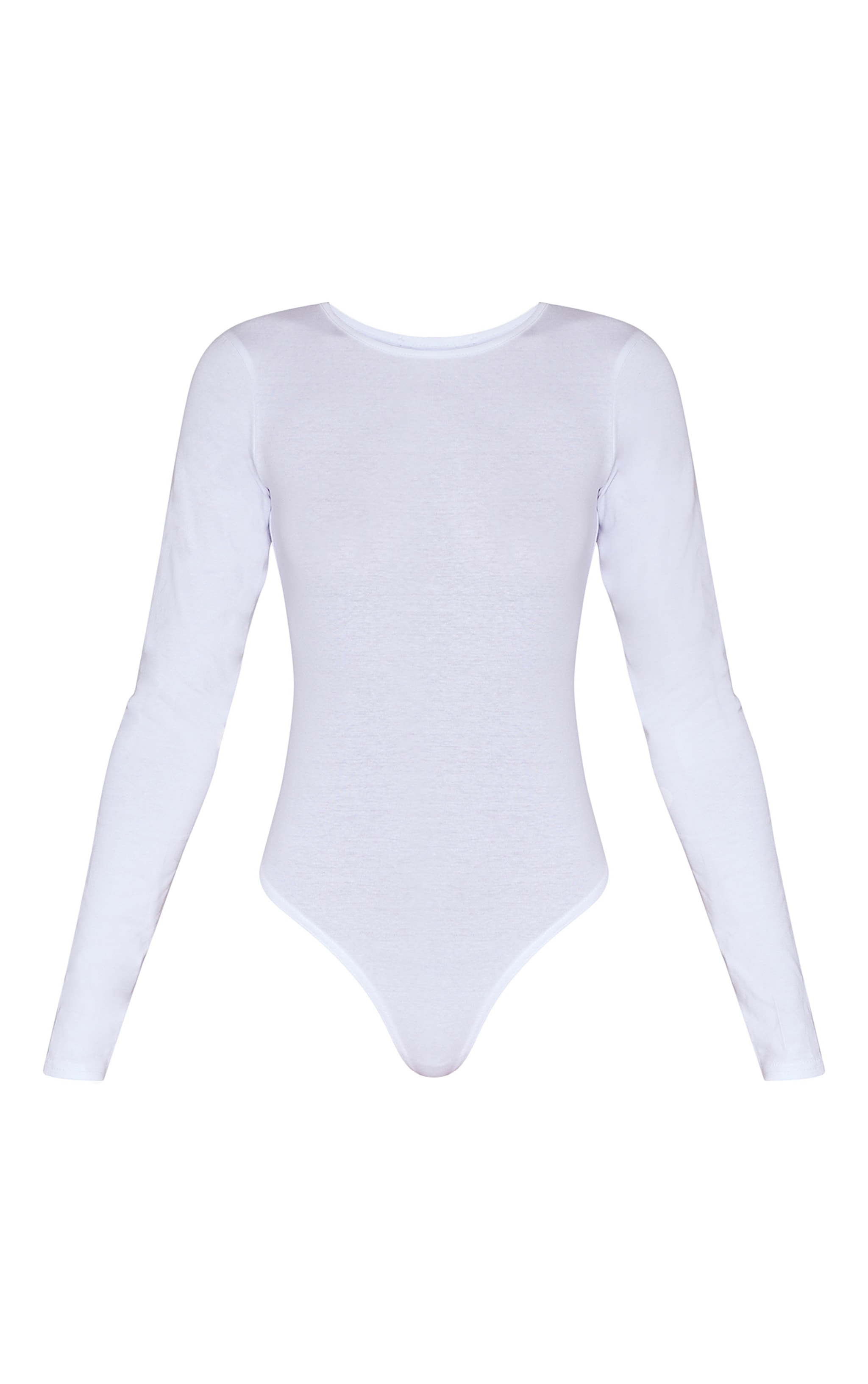Basic White Cotton Blend Crew Neck Bodysuit image 5