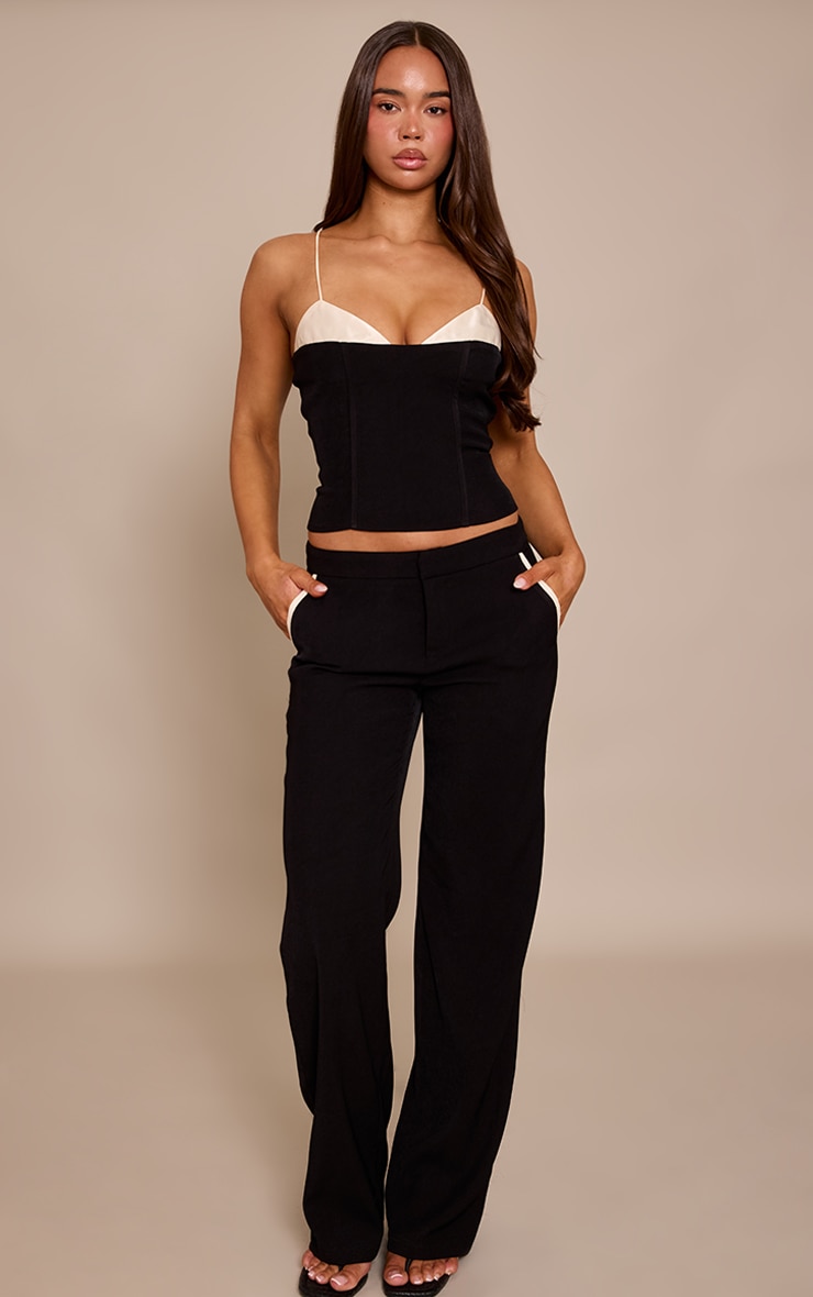 Black Woven Tailored Wide Leg Pants image 1