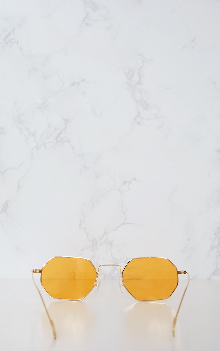 orange hexagon sunglasses