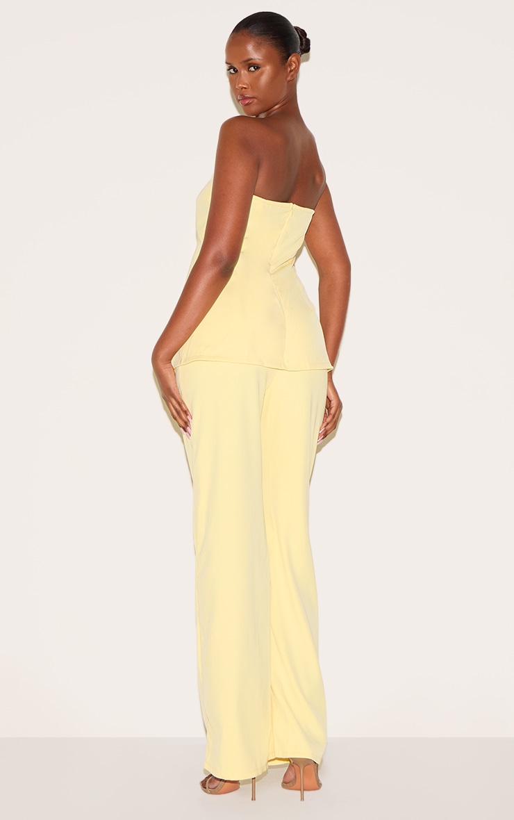 Combinaison de tailleur flare tissée jaune citron à détail bustier long image 2