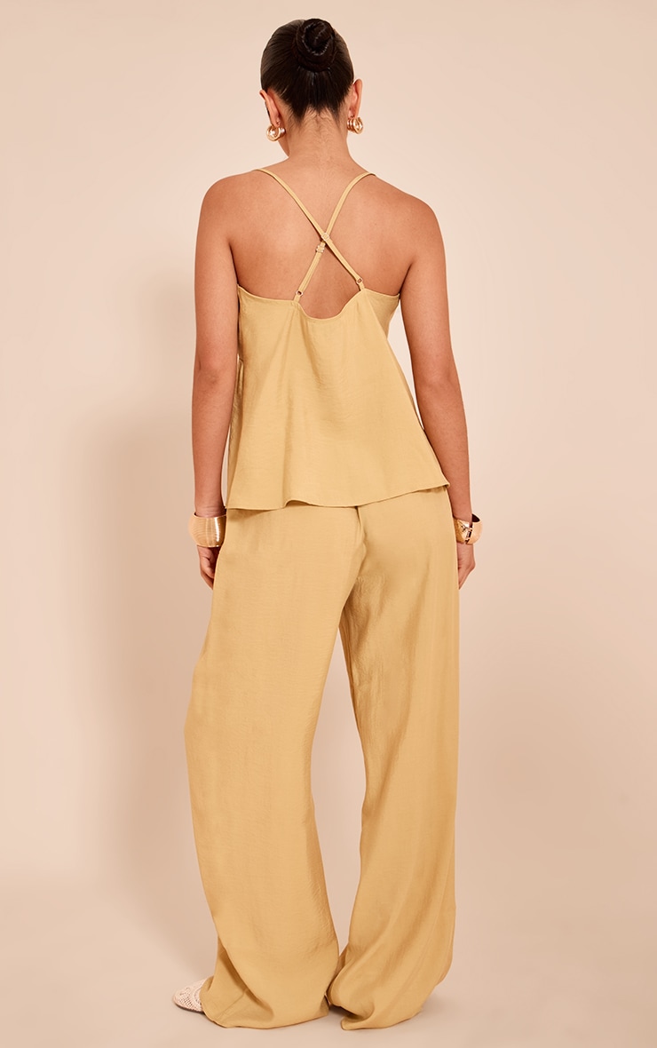 Pantalon large tissé moutarde image 3