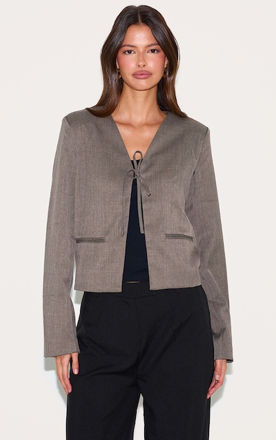 Mushroom Tie Up Boxy Blazer