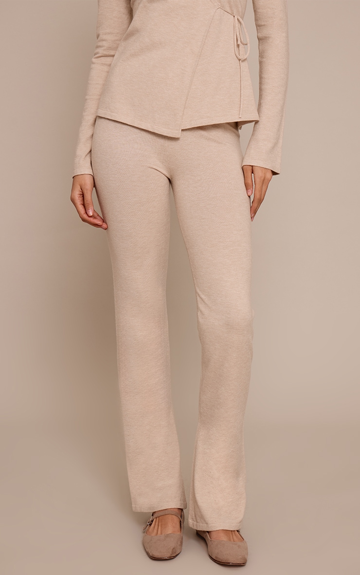 Tall Oatmeal Fine Knit Flared Legging image 2