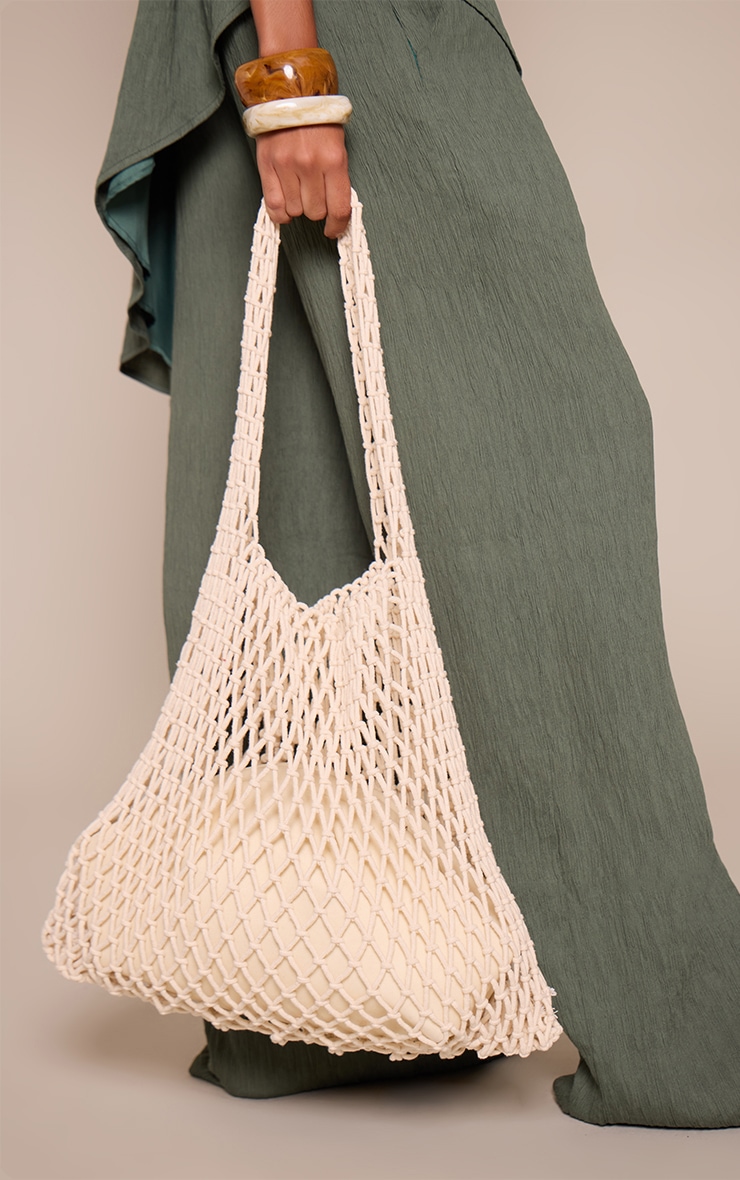 Natural Fishnet Oversized Shopper Bag