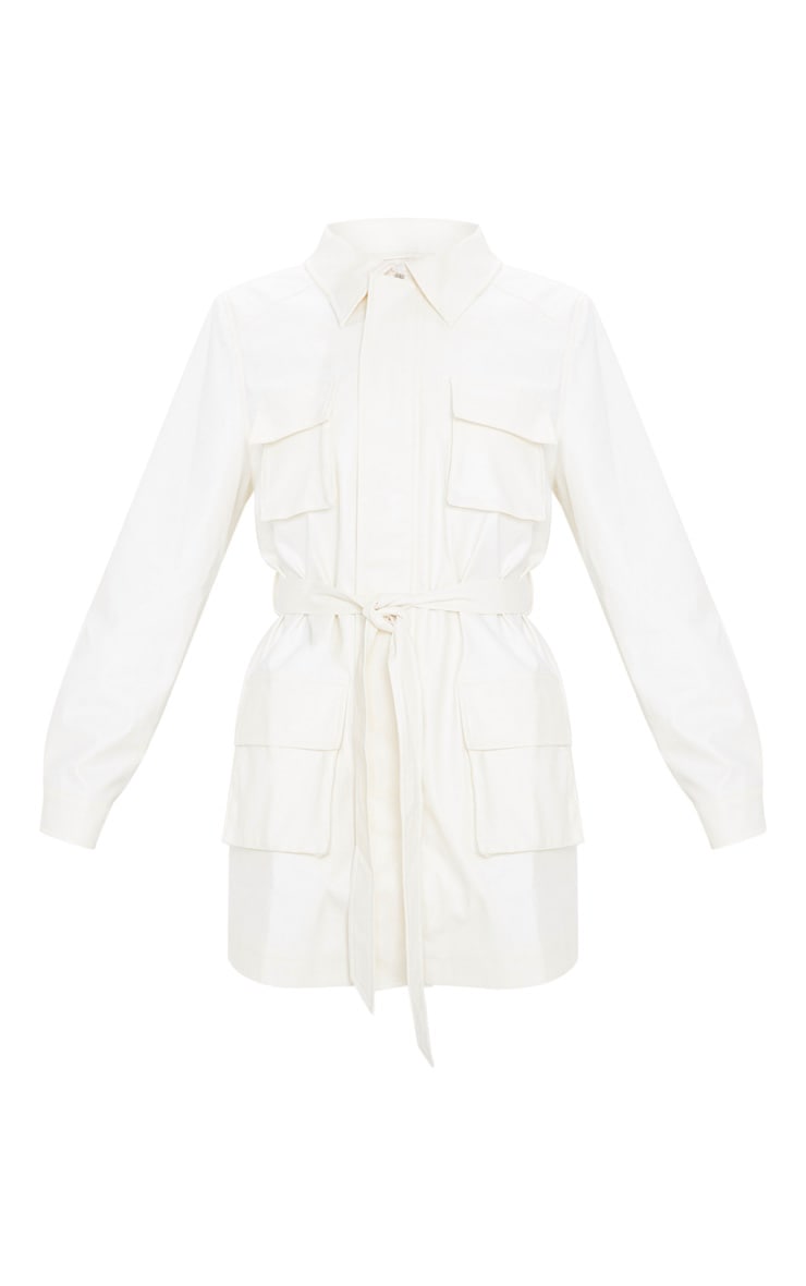 White Faux Leather Pocket Oversized Jacket PrettyLittleThing