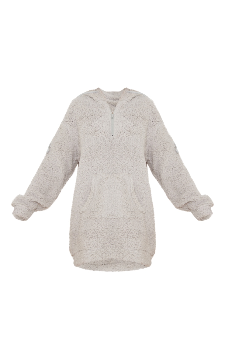 Hoodie lounge oversize en imitation mouton gris image 5