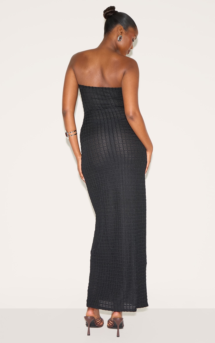 Black Textured Bandeau Maxi Dress image 2