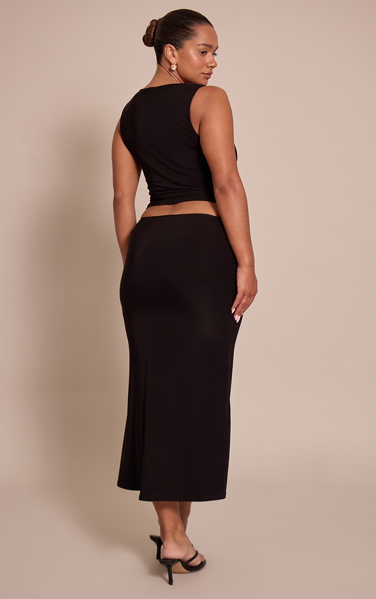 Shape Black Slinky Drape Detail Midi Skirt image 3
