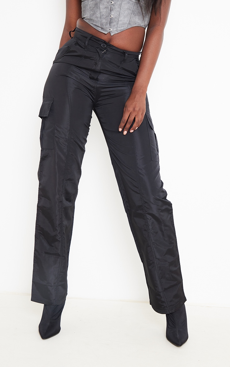 Tall Black Lightweight Pocket Cargo Pants image 2
