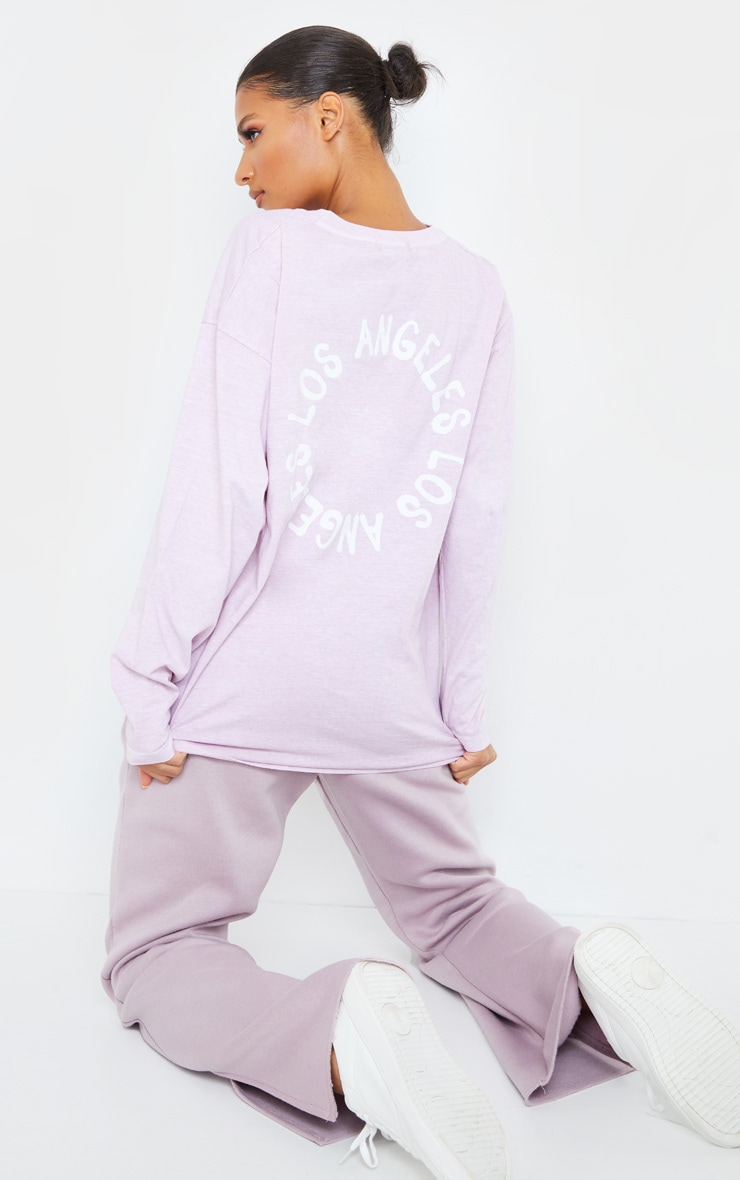 Mauve LA Oversized Long Sleeve T Shirt