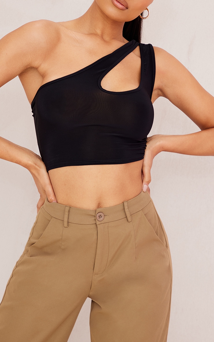 Black Double Strap Slinky Crop Top image 4