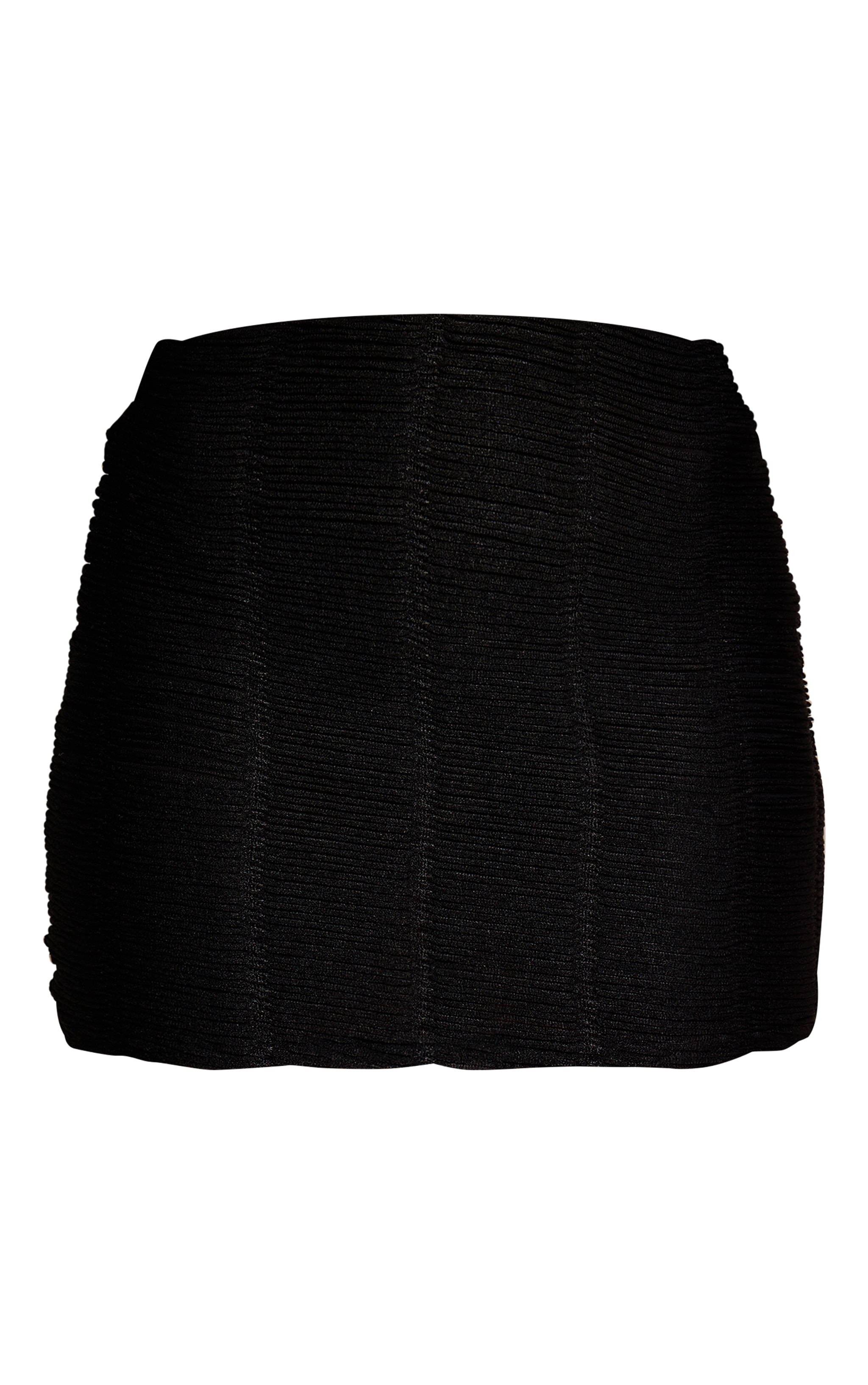 Black Textured Jersey Mini Skirt  image 6