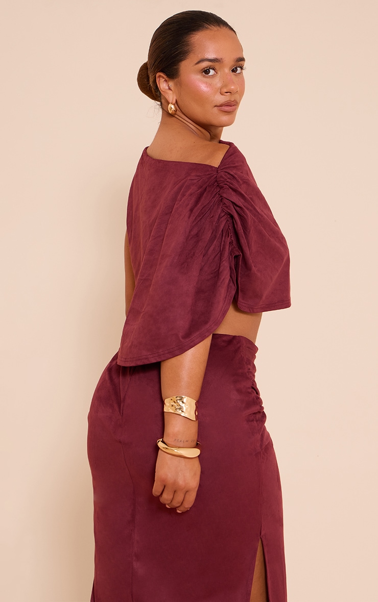 Shape Wine Faux Suede Cowl Drape Top image 2