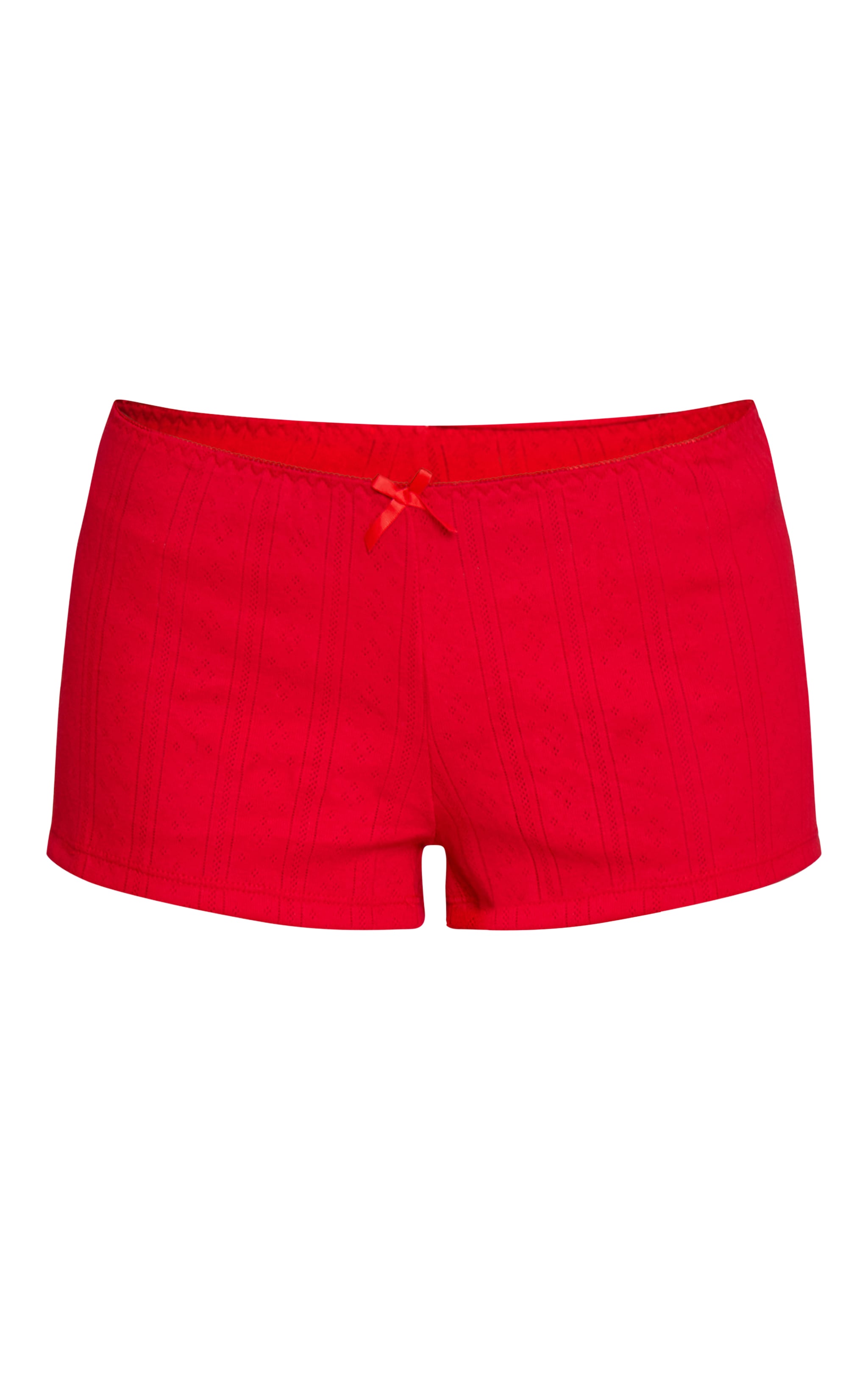 Red Pointelle Fitted Mini Pyjama Shorts image 6