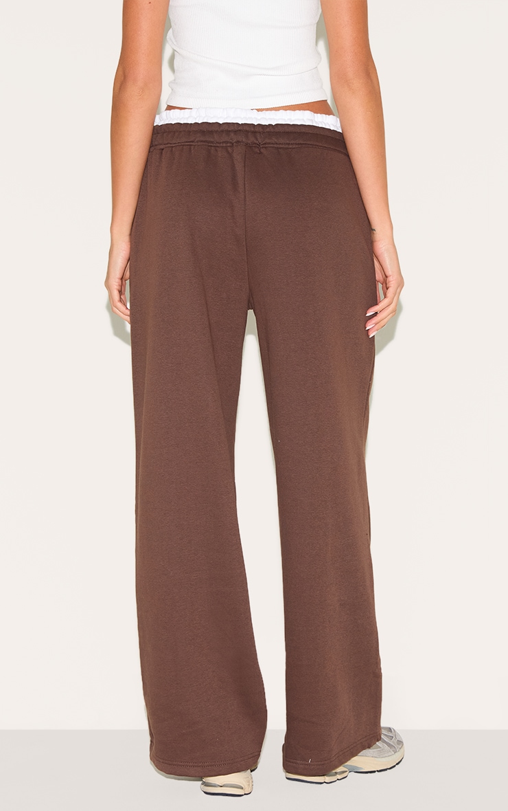 Chocolate Boxer Waistband Wide Leg Sweat Track Pants image 3