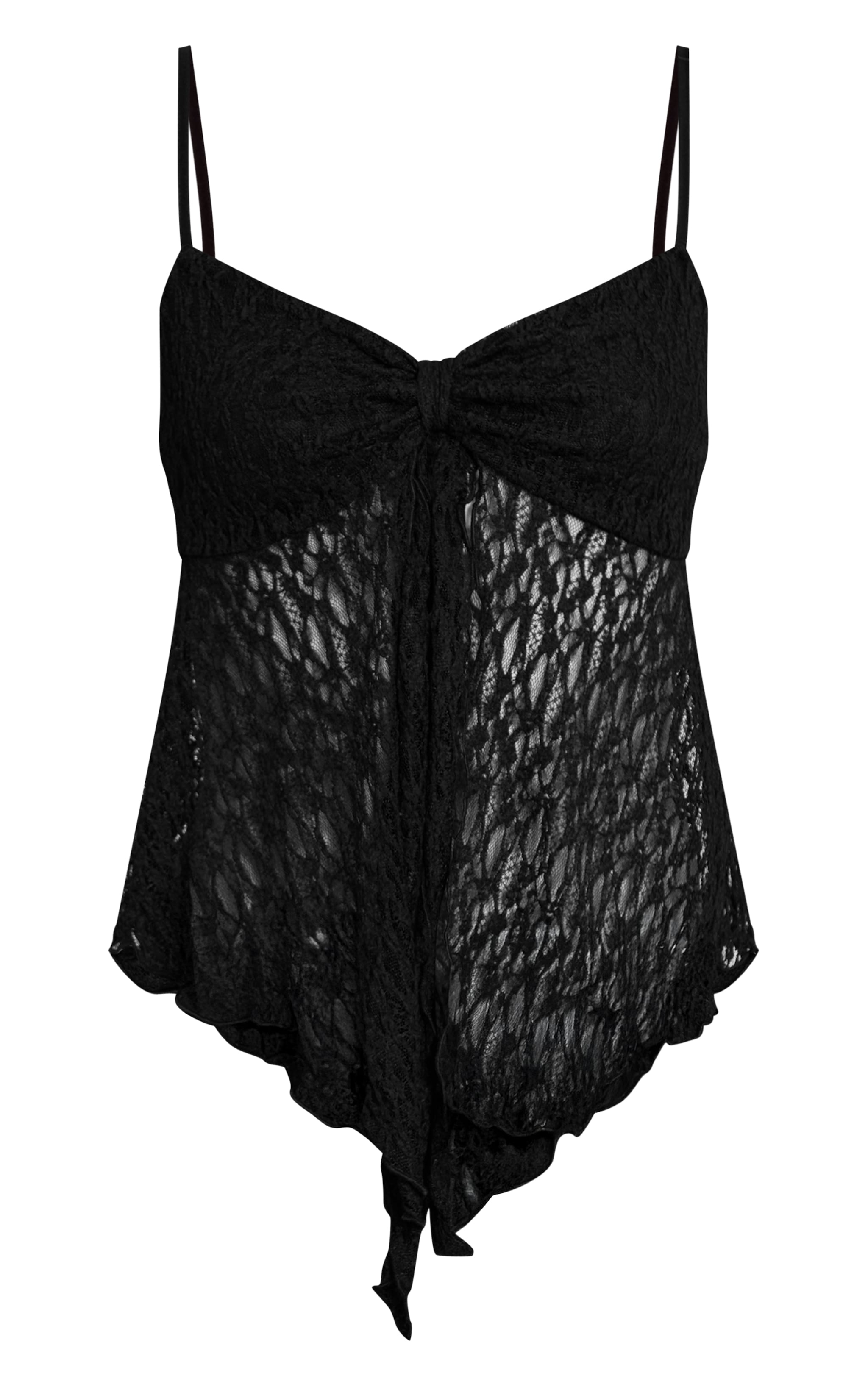 Black Lace Tie Front Cami Top image 5