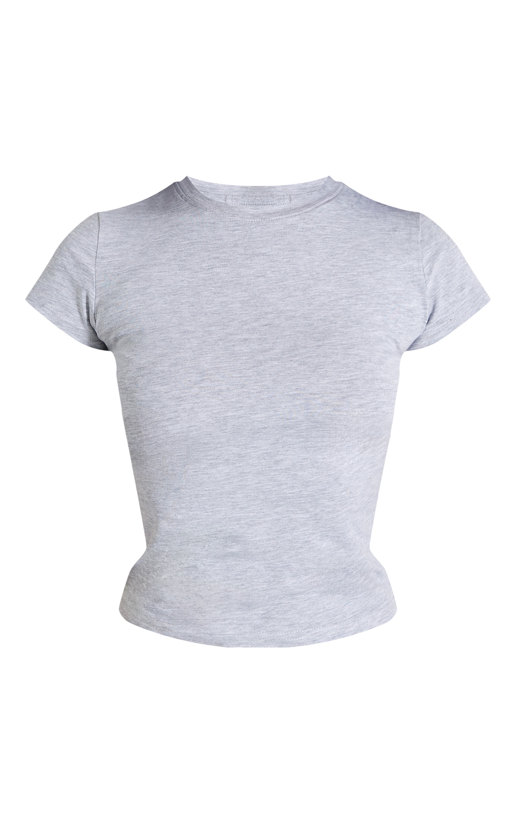 Petite Grey Marl Basic Cotton Blend Fitted Crew Neck T Shirt image 5