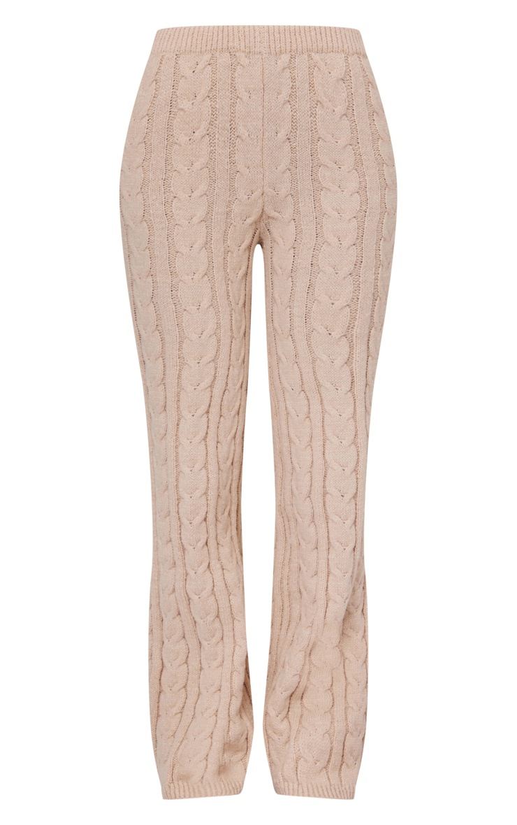Stone Chunky Cable Knit Straight Leg Pants image 5