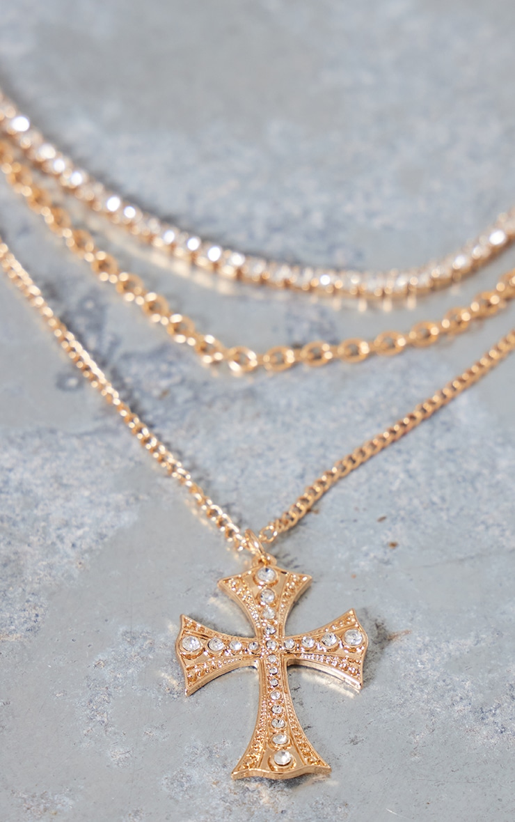 Gold Layered Cross Chain Necklace image 4