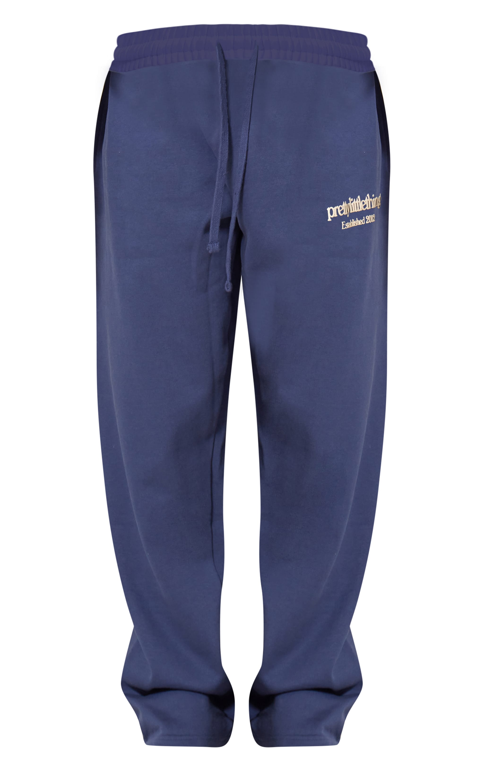 PLT Navy Premium Print Straight Leg Joggers Sweat PrettyLittleThing IRE