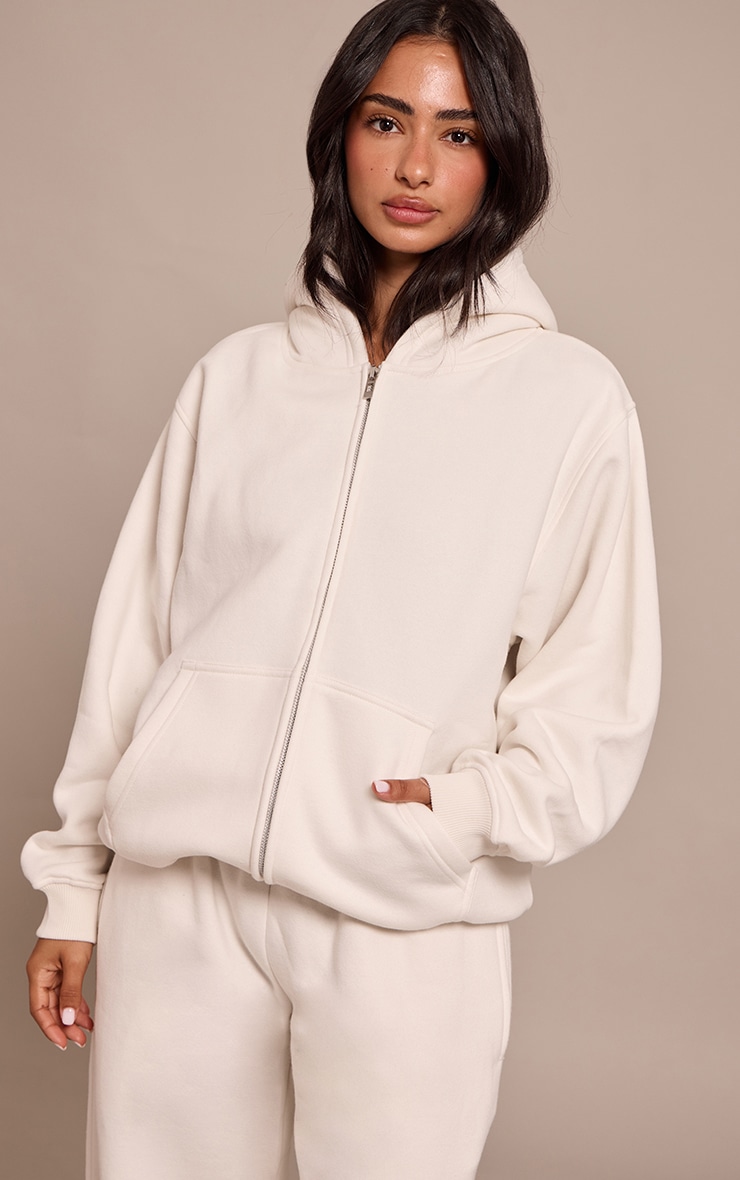 Petite Cream Zip Through Hoodie image 4