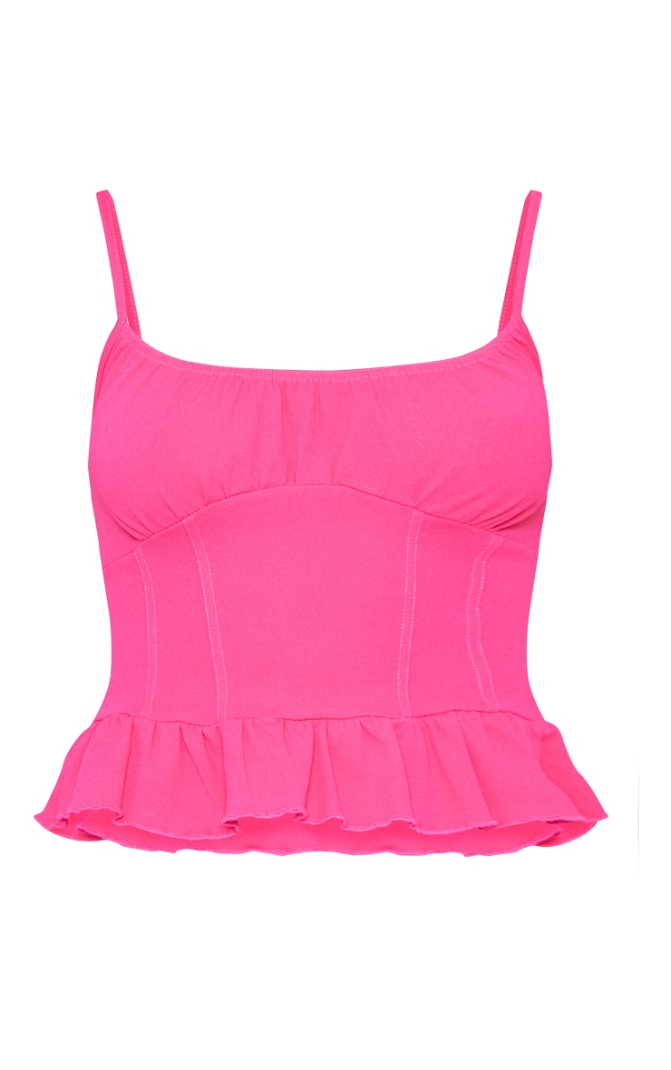Pink Frill Hem Cami Top Tops PrettyLittleThing