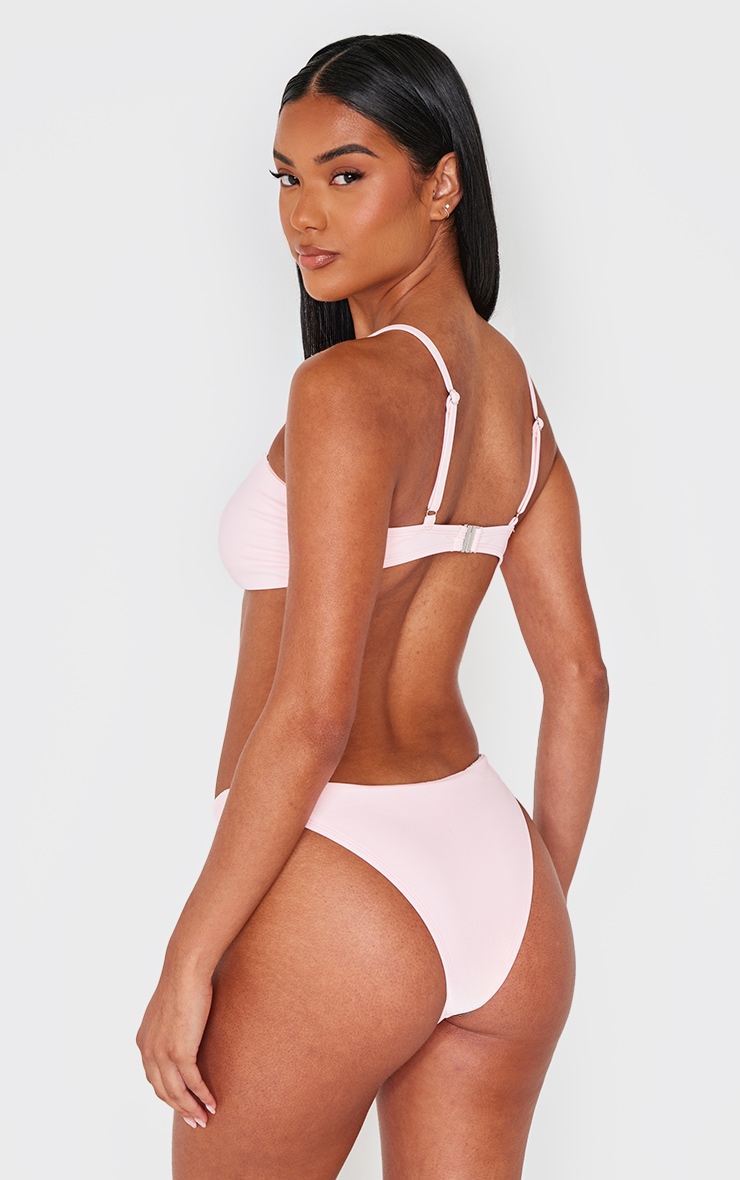 Baby Pink Ruched Bow Detail Bikini Top image 2