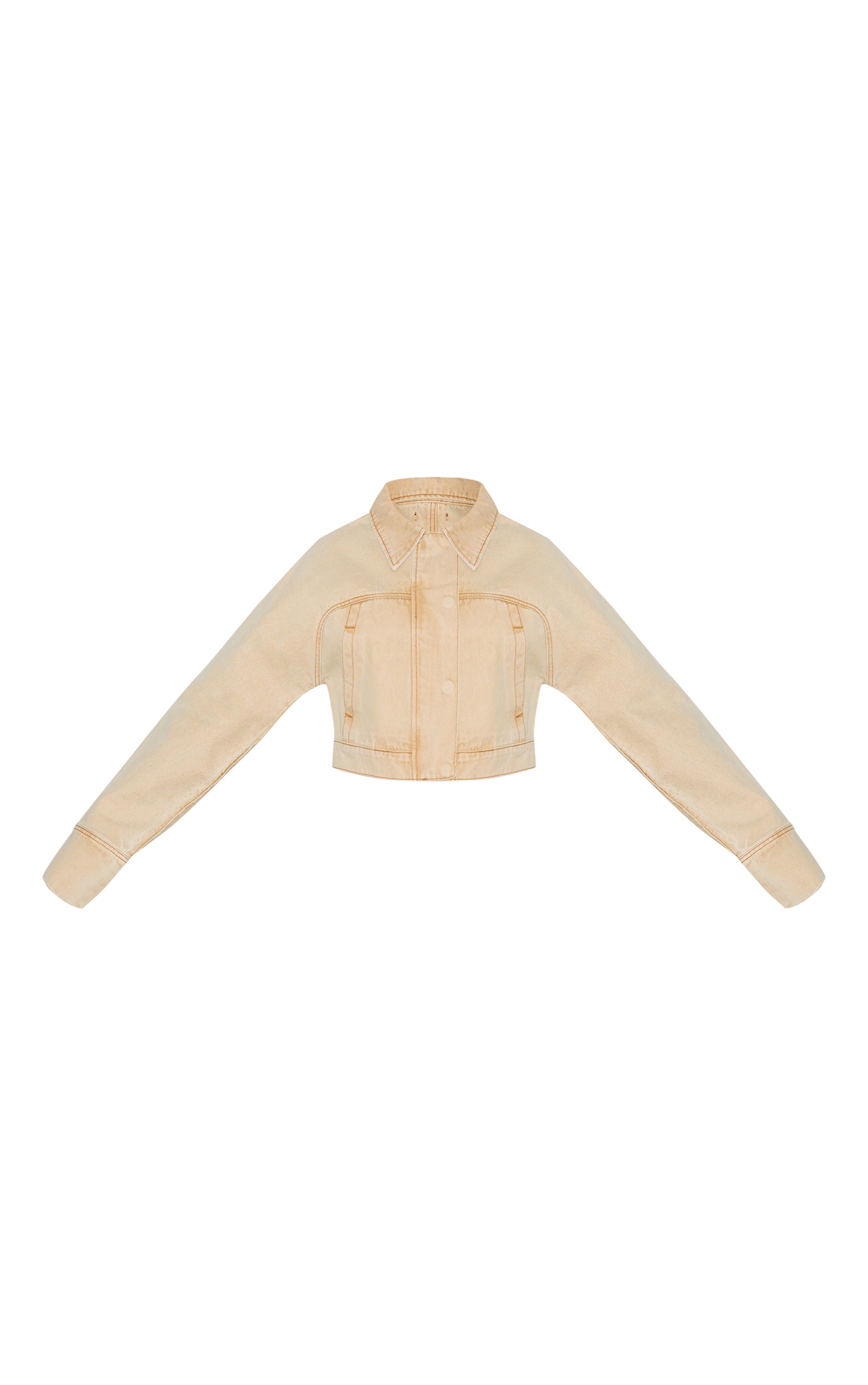Veste courte gris pierre délavé à boutons cachés et manchettes larges image 5