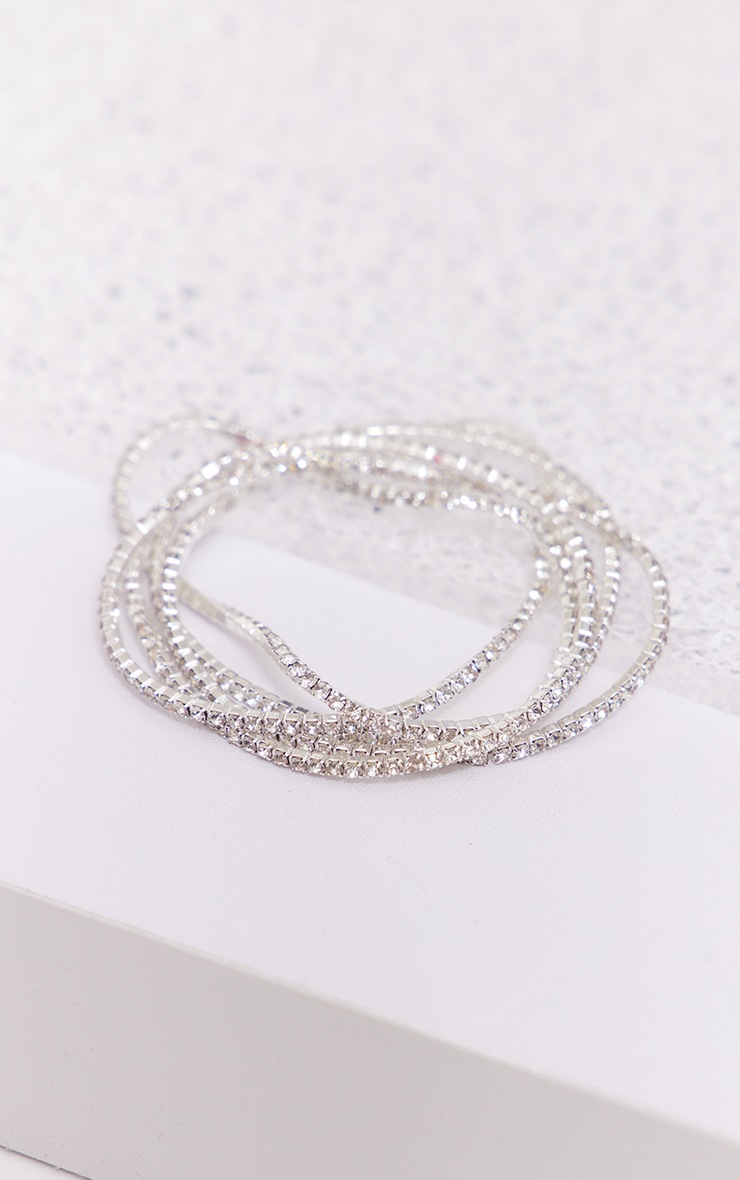 Silver Multi Diamante Bangle image 2