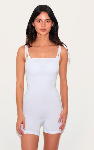 Body gainant bustier blanc à bretelles retirables