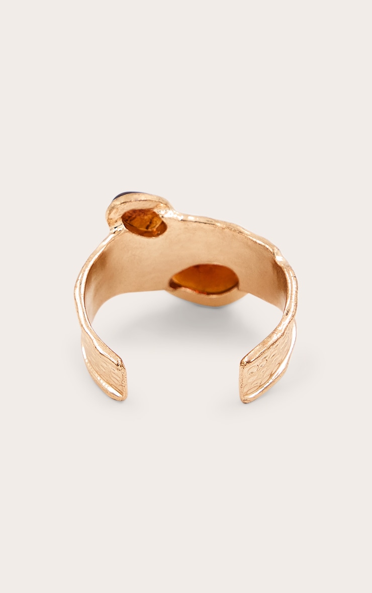 Gold Textured Smokey Amber Cuff image 3