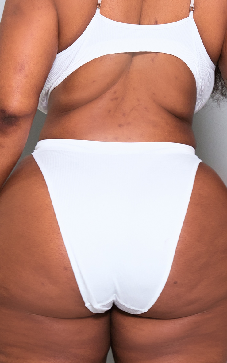 Plus White Seamless Rib Knickers image 2