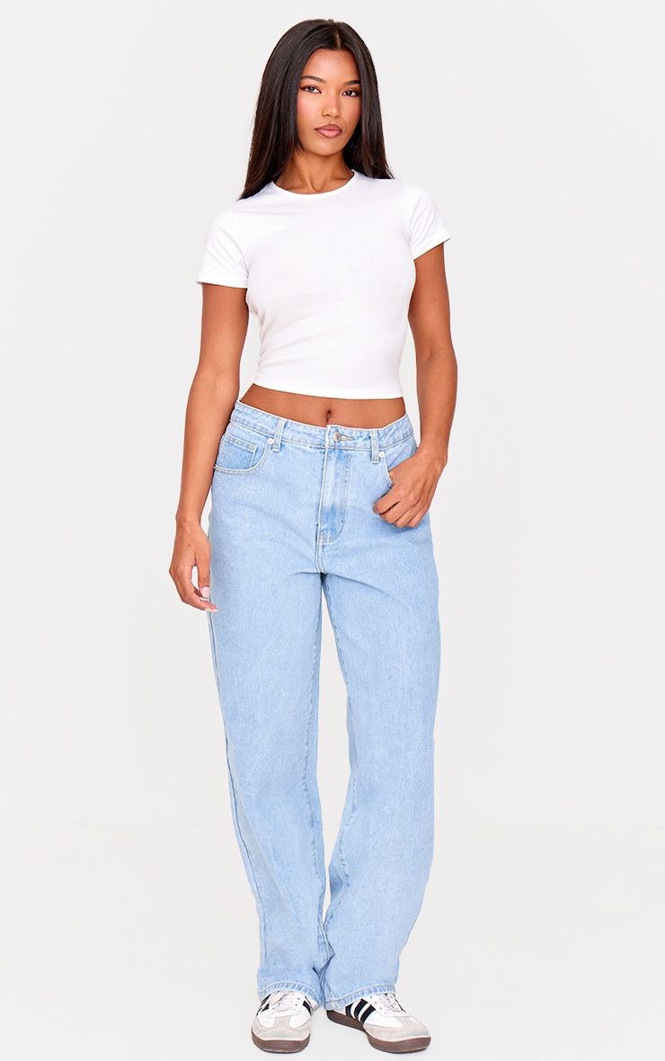 PRETTYLITTLETHING Light Blue Wash High Waist Boyfriend Jeans image 2