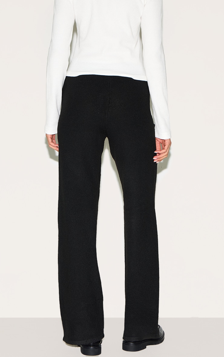 Black Soft Knit Wide Leg Pants image 3