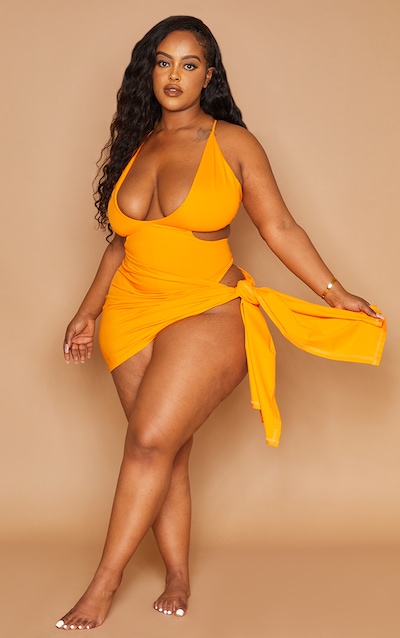 Plus Orange Tie Side Sarong