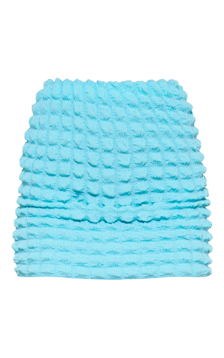 Bright Blue Bubble Textured Low Rise Micro Mini Skirt image 6