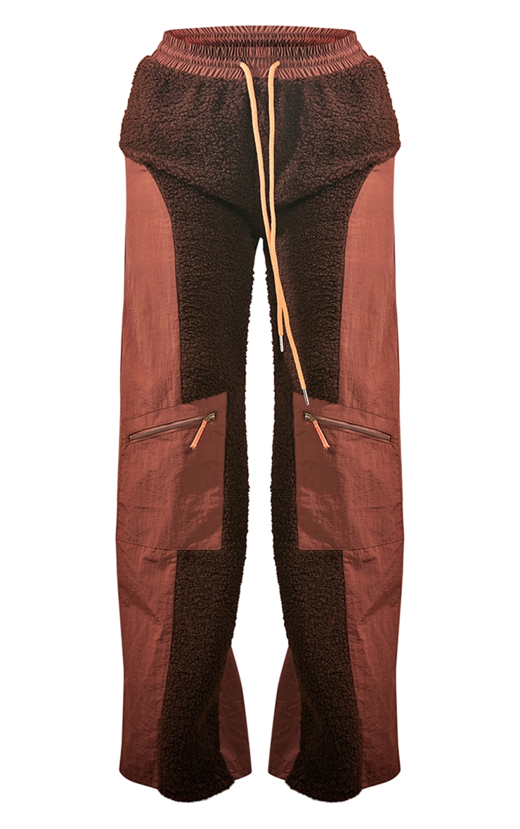 Chocolate Brown Borg Panel Pants image 5