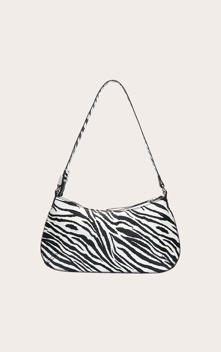 Monochrome Zebra Print Pu Baguette Shoulder Bag image 2