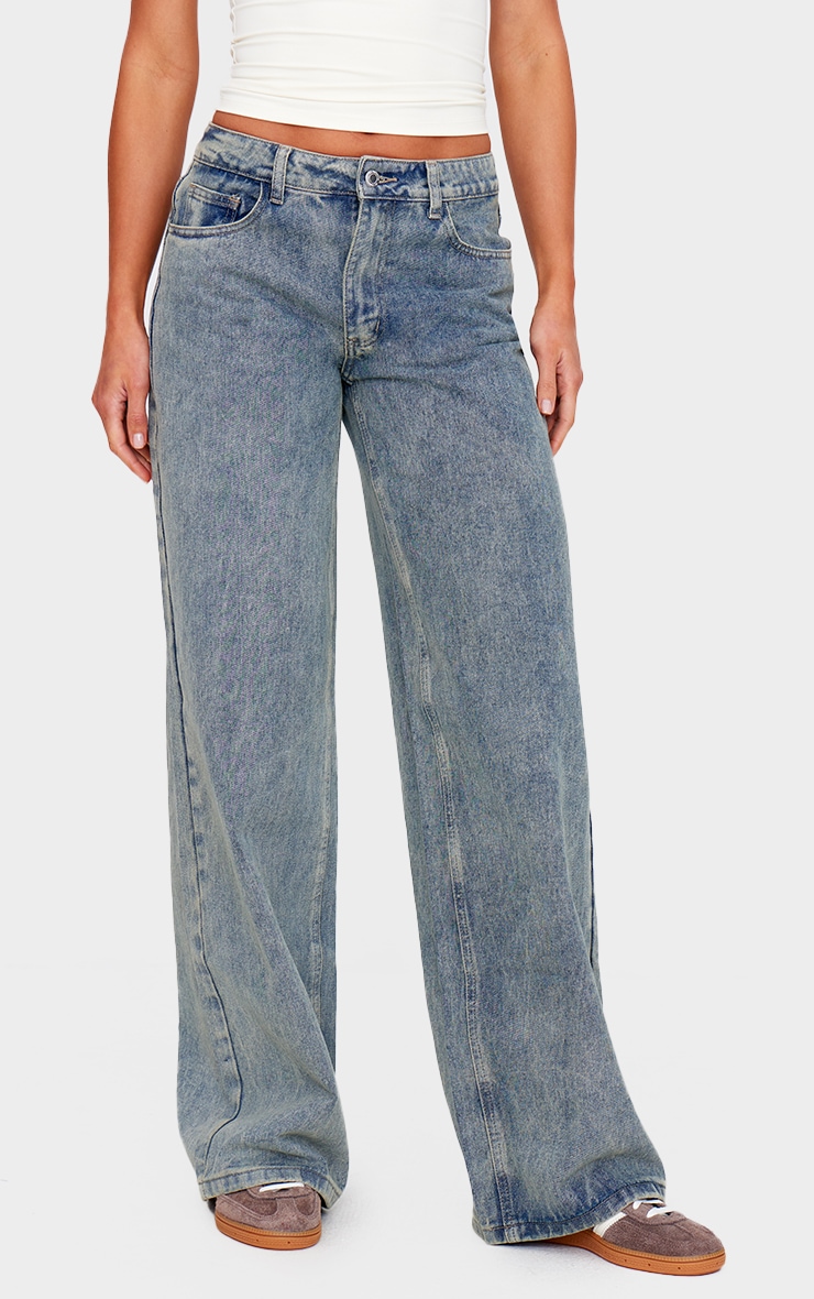 Tall Vintage Washed Mid Rise Wide Leg Jeans image 1