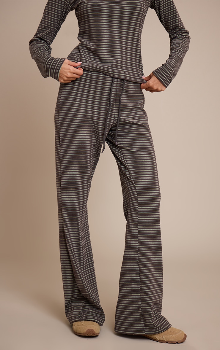 Chocolate Soft Fleece Pinstripe Skinny Flare Pant  image 2