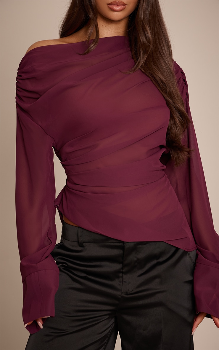 Plum Chiffon Drape Top image 4